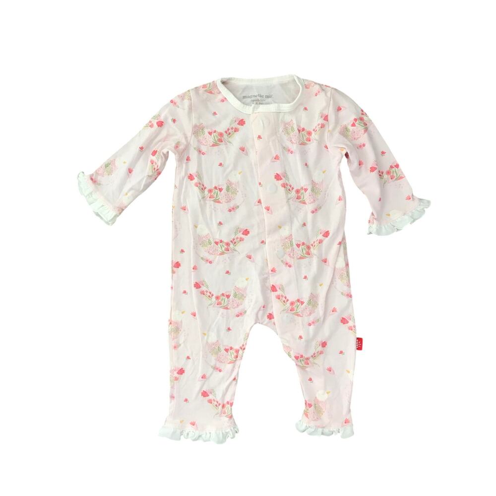 Magnetic Me Pink Floral Modal Romper Size Newborn